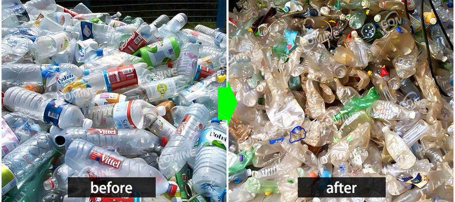 PET bottle label removing